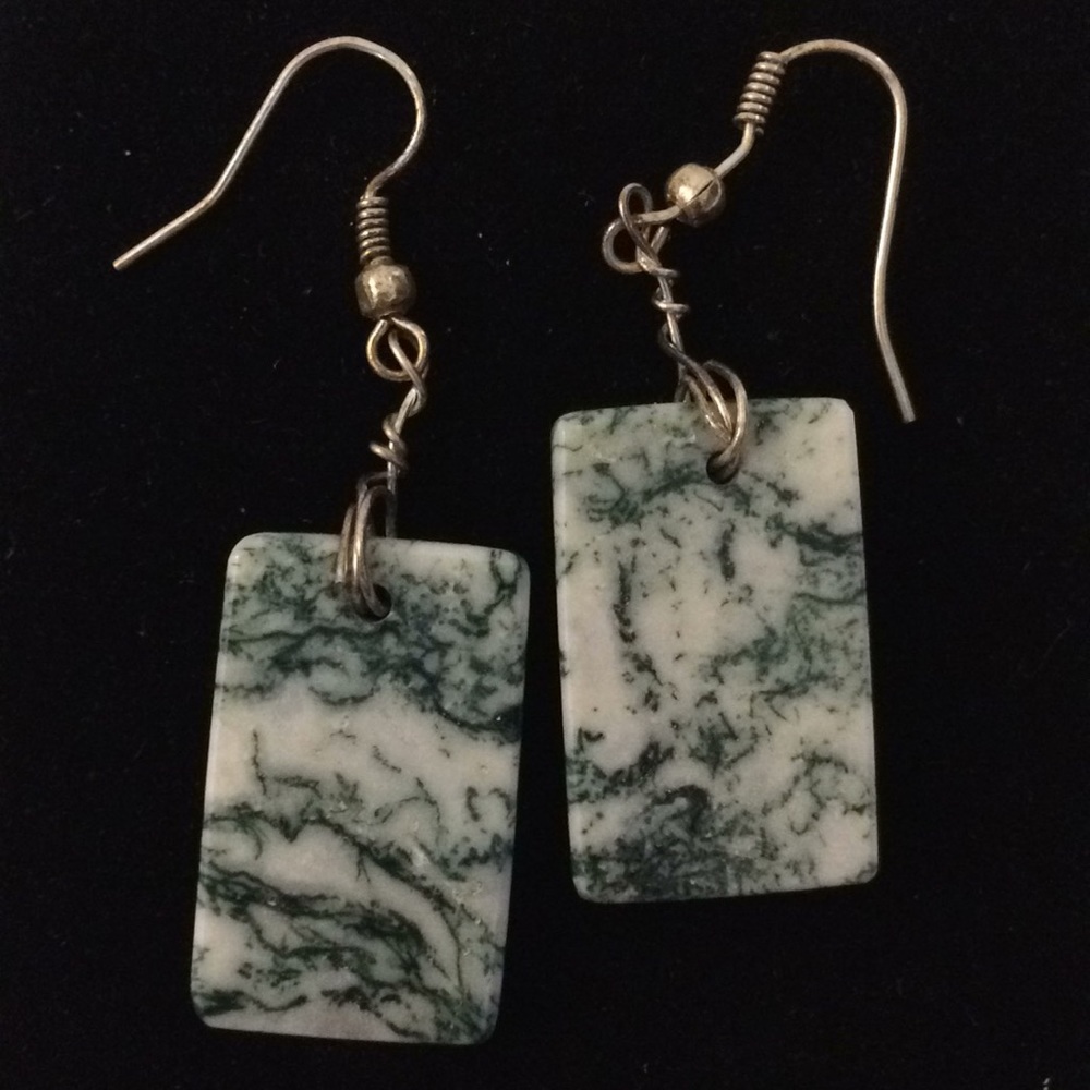 Handmade stone earrings Green